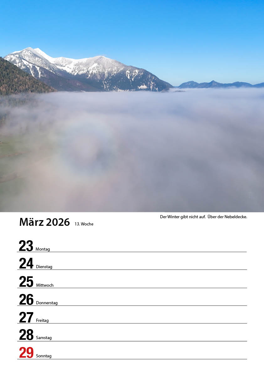 Bayrischzell Wochenkalender 2026 (Limited Edition) – Bild 15