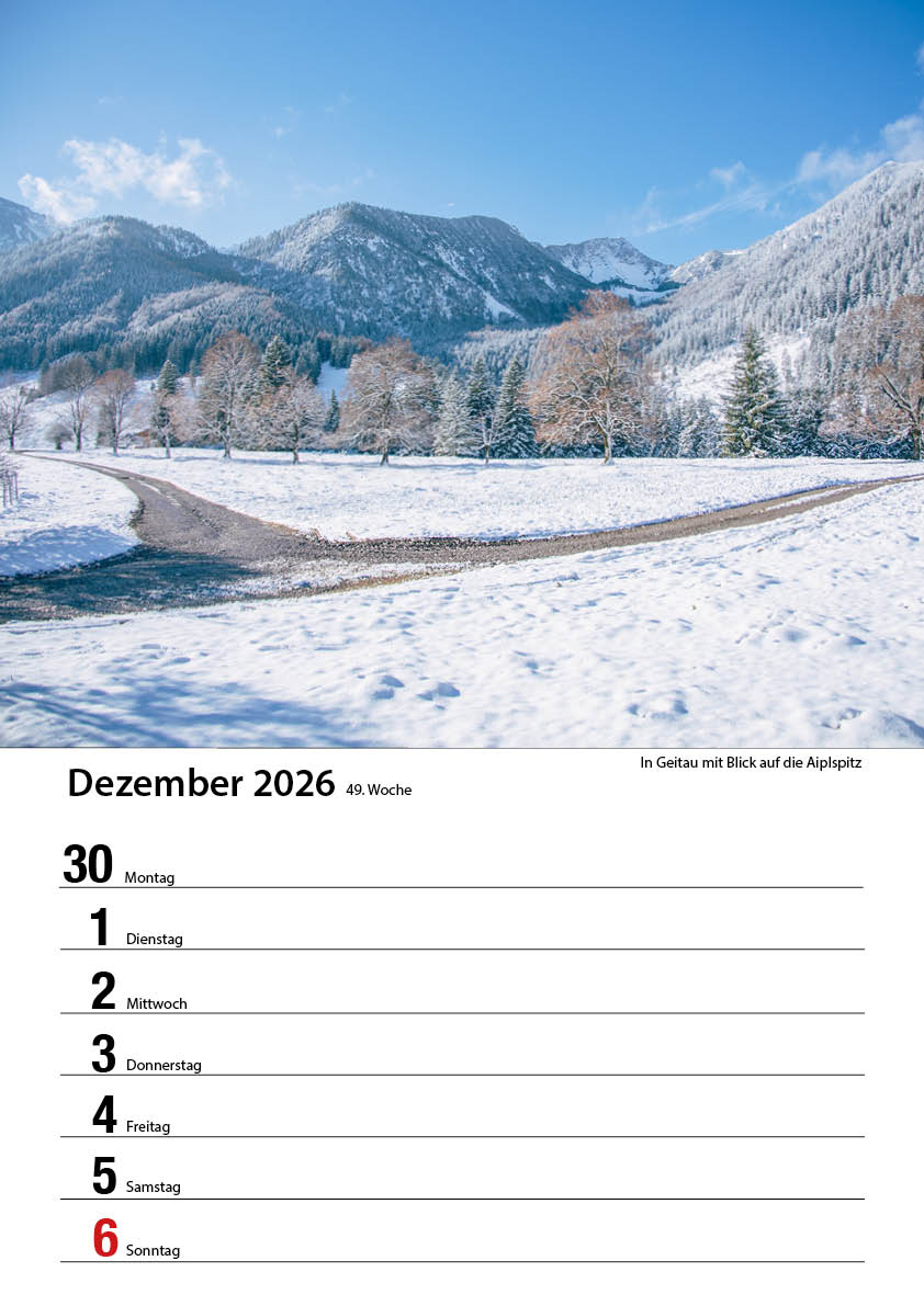 Bayrischzell Wochenkalender 2026 (Limited Edition) – Bild 51