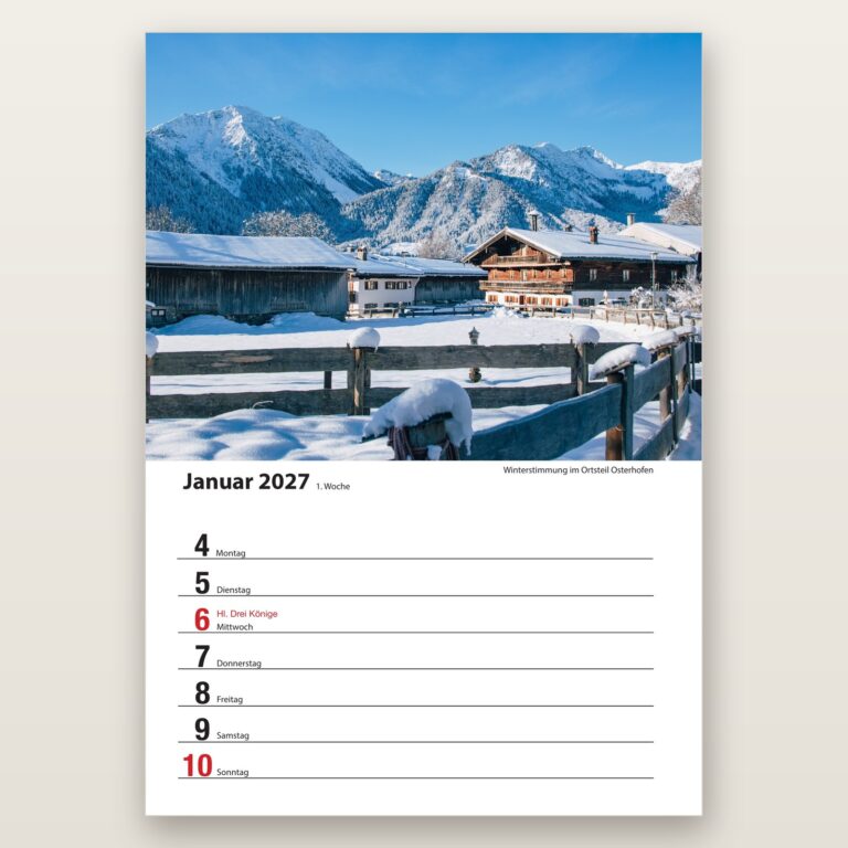 Woche 01, Motiv aus dem Bayrischzell Wochenkalender 2027 Fotoedition