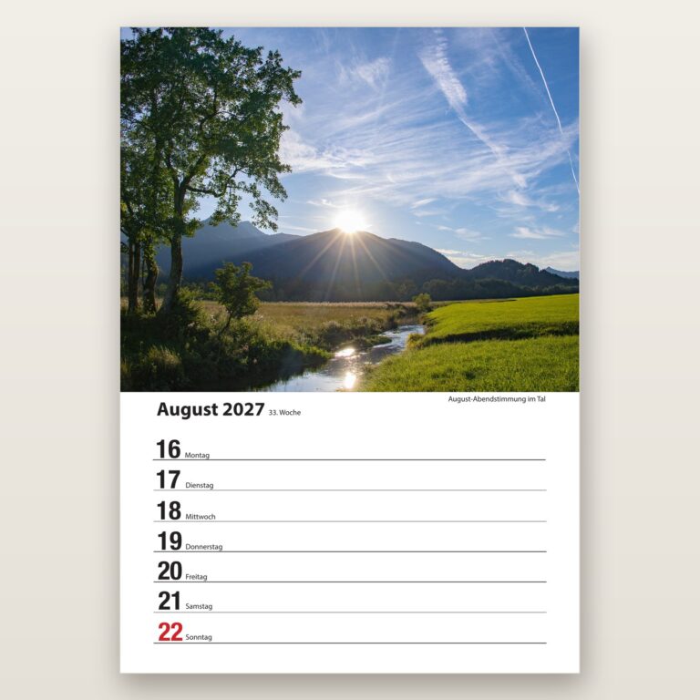 Woche 33, Motiv aus dem Bayrischzell Wochenkalender 2027 Fotoedition